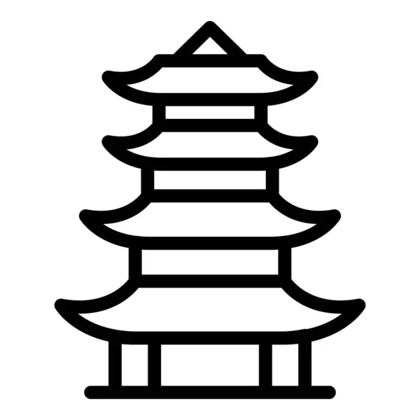 Miejska Ikona Pagody Zarys Wektora Chiński Pałac Styl Drzewa — Wektor stockowy