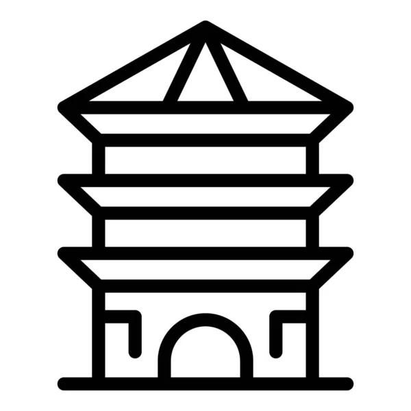 Träd Pagoda Ikon Kontur Vektor Kinesisk Byggnad Hustempel — Stock vektor