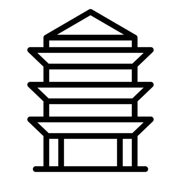 Ícone Estilo Pagoda Contorno Vetor Edifício Chinês Templo Casa — Vetor de Stock