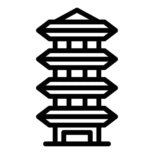 Pagoda Buddha Ikon Ana Hatları Vektörü Çin Tapınağı Çin Evi — Stok Vektör