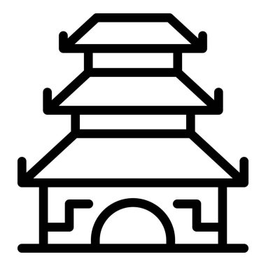 Tapınak tapınağı ikon ana hatları vektörü. Çin tapınağı. Tapınak şehri