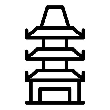 Pagoda ikonu ana hat vektörü. Çin binası. Japon sarayı