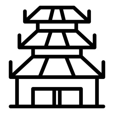 Çatı bahçesi ikonu ana hat vektörü. Japon sarayı. Çin binası