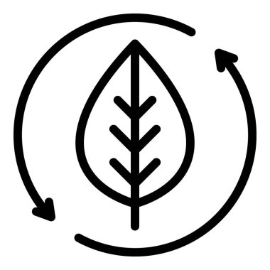 Eko yaprak ikonu ana hat vektörü. Ekoloji enerjisi. Biyo küre