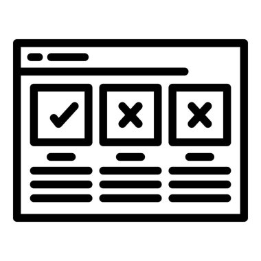 Web quiz ikonu ana hatları vektörü. Sınav yarışması. Oyun sorusu