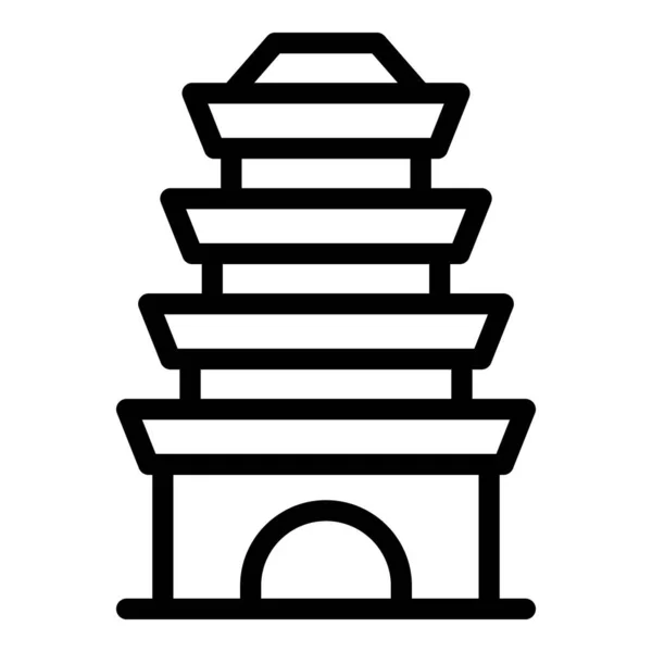 Ahşap Pagoda Simgesi Ana Hat Vektörü Çin Binası Tapınağı — Stok Vektör