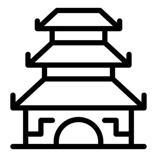 Santuario Pagoda Icono Contorno Vector Templo Chino Ciudad Del Templo — Archivo Imágenes Vectoriales