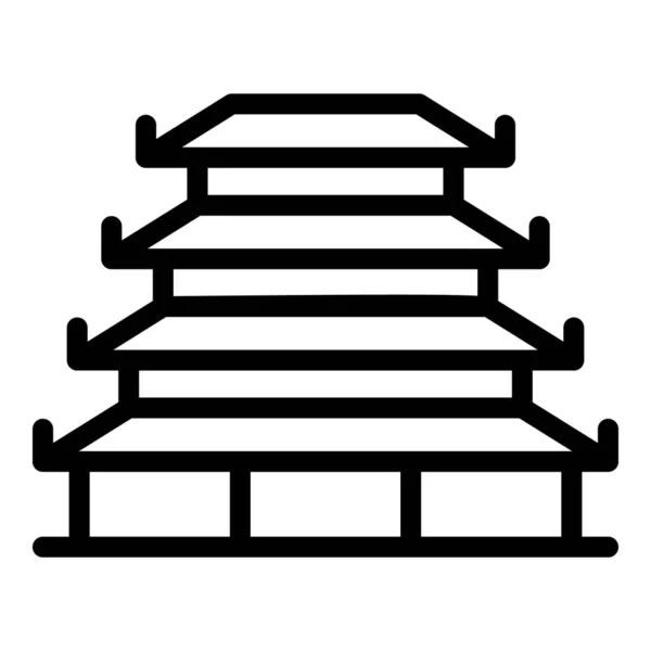 Вьетнамский Вектор Контура Пагоды Храм Японии Стиль Дерева — стоковый вектор