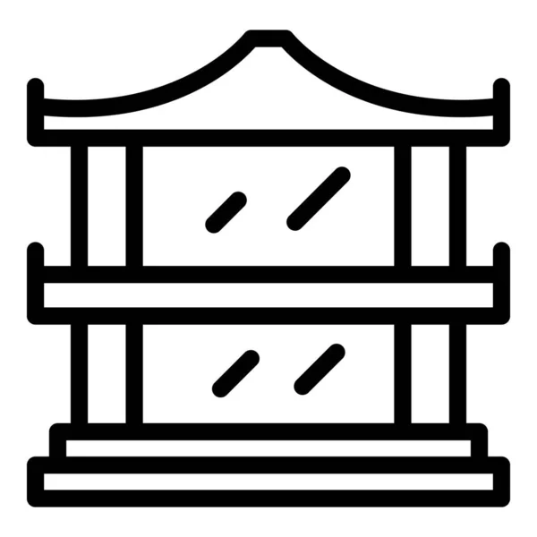 Bridge Pagoda Icon Outline Vector Chinese Building Asian House — Stock Vector