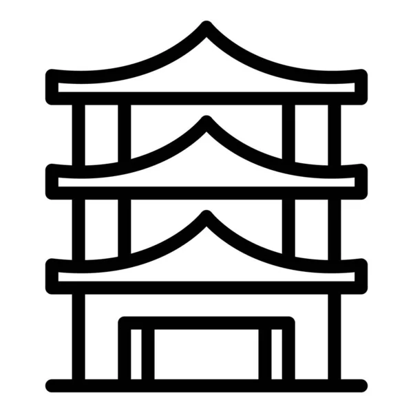 Thailand Pagoda Icon Outline Vector Asian Temple Architecture Roof — Stock Vector