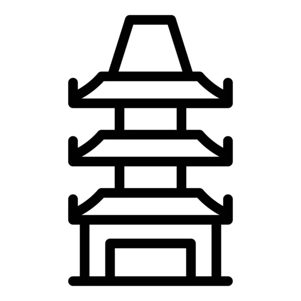 Gate Pagoda Ícone Contorno Vetor Edifício Chinês Japão Palácio — Vetor de Stock
