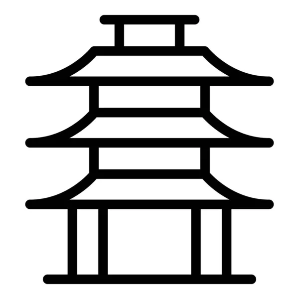 Ikona Krajobrazu Pagoda Zarys Wektor Chiński Budynek Dach Świątyni — Wektor stockowy