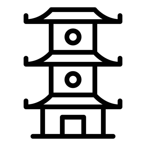 Sakura Pagoda Ikon Ana Hatları Vektörü Çin Binası Asya Sarayı — Stok Vektör