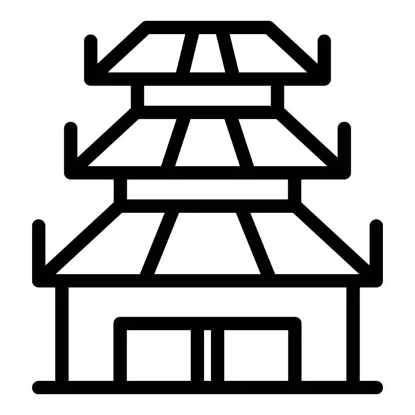 Вектор Контура Иконки Сада Крыши Японский Дворец Китайское Строительство — стоковый вектор