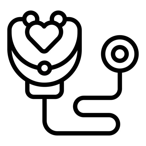 Καρδιά Στηθοσκόπιο Εικονίδιο Περίγραμμα Διάνυσμα Φιλανθρωπική Υποστήριξη Κοινωνική Ομάδα — Διανυσματικό Αρχείο