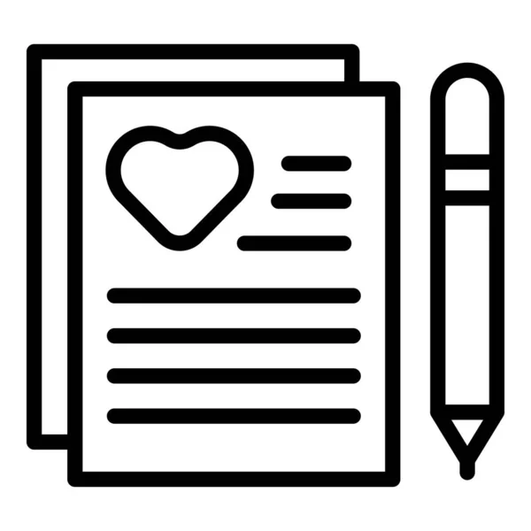 Amor Carta Ícone Contorno Vetor Pessoa Voluntária Equipa Social —  Vetores de Stock