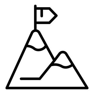 Uzman dağ hedef ikonu ana hat vektörü. Siberlere danış. İş adamları