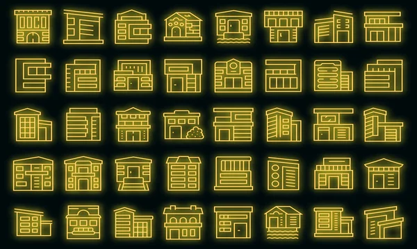 Villa Icons Set Outline Vector Mansion House Front Home Vector — Stock Vector