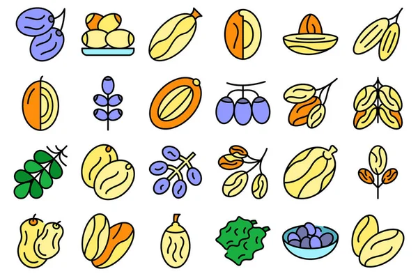 Ημερομηνία Εικονίδια Φρούτων Που Διάνυσμα Περίγραμμα Τροφή Για Φύλλα Αποξηραμένο — Διανυσματικό Αρχείο