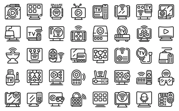 Smart Box Icons Set Outline Vector Remote Cable Controller Device — Stock Vector