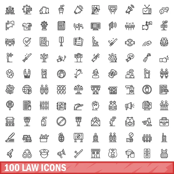100 Значків Закону Встановлено Начерки Ілюстрації 100 Іконок Закону Векторний — стоковий вектор