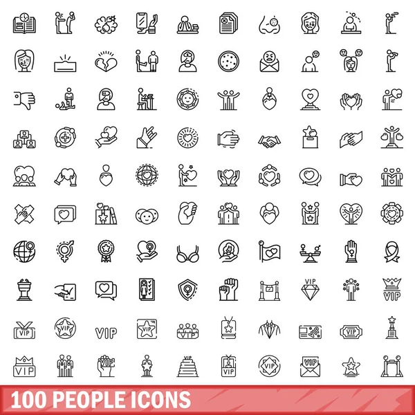 100 Людей Встановили Іконки Начерки Ілюстрації 100 Іконок Людей Векторний — стоковий вектор