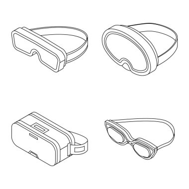 Gözlük simgesi seti. İzometrik gözlük vektör simgeleri kümesi beyaz arkaplanda izole edilmiş.