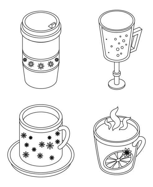 Mulled Wine Icon Set Isometric Set Mulled Wine Vector Icons — Stock Vector