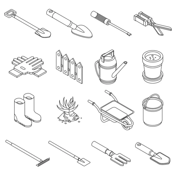 Gardening Tools Icons Set Isometric Set Gardening Tools Vector Icons — Stock Vector