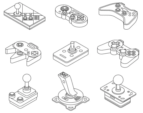 Εικονίδια Joystick Έτοιμα Ισομετρική Σειρά Διανυσματικών Εικονιδίων Του Joystick Που — Διανυσματικό Αρχείο