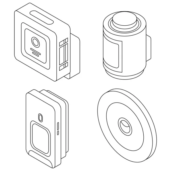 Iconos Del Sensor Movimiento Activados Conjunto Isométrico Iconos Vectoriales Sensores — Vector de stock