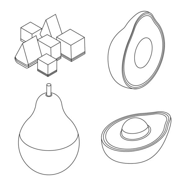 Avocado Ikonen Gesetzt Isometrische Reihe Von Avocado Vektorsymbolen Umreißt Isoliert — Stockvektor