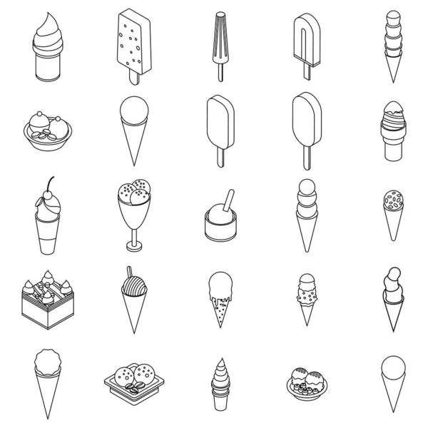 Набір Іконок Морозива Ізометричний Набір Іконок Морозива Векторні Іконки Ізольовані — стоковий вектор
