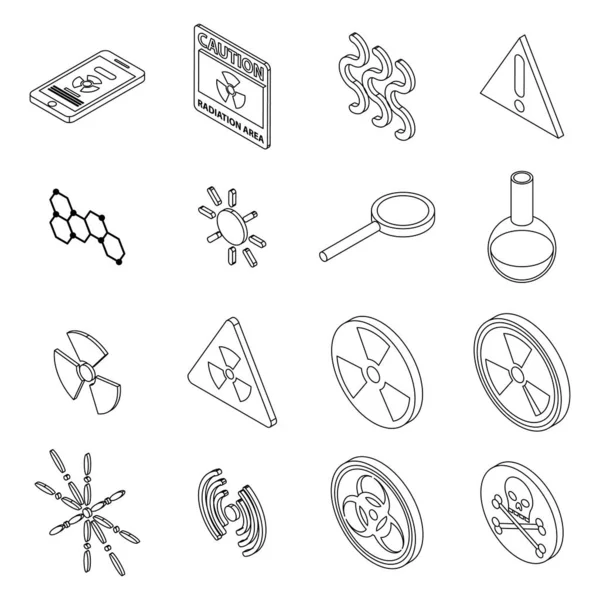 Radiation Icons Set Isometric Set Radiation Vector Icons Outline Isolated — Stock Vector