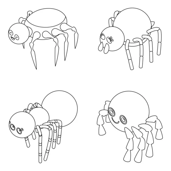 Spindelikoner Inställda Isometrisk Uppsättning Spindel Vektor Ikoner Kontur Isolerad Vit — Stock vektor