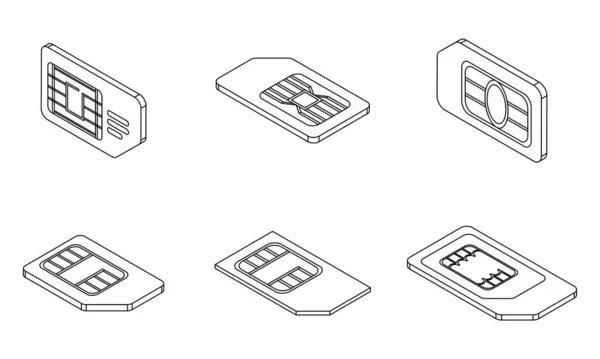Набір Значків Телефонних Карт Ізометричний Набір Іконок Sim Картки Векторні — стоковий вектор
