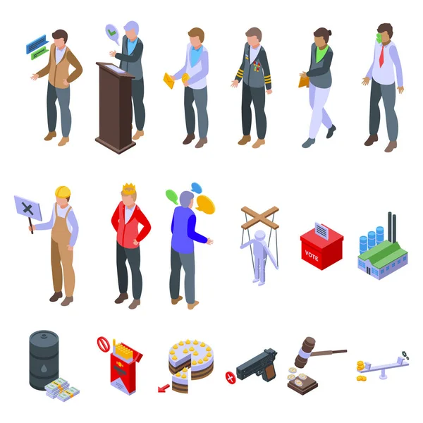 Lobbyist Icons Set Isometric Vector Political Action Business Customer — Stock Vector