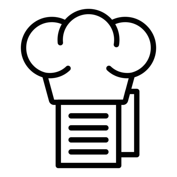 Recette Chapeau Cuisinier Icône Contour Vecteur Restaurant Maison Alimentation Livre — Image vectorielle