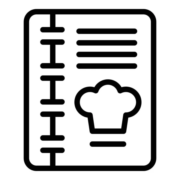 Inicio Libro Recetas Icono Contorno Vector Menú Chef Restaurante Dieta — Archivo Imágenes Vectoriales