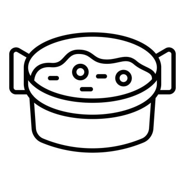 Paella yemek ikonu ana hatları vektörü. İspanya yemeği. Balık mutfağı