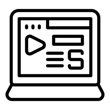 Dizüstü bilgisayar ikon ana hatları vektörünü paraya çeviriyor. Kâr verileri. Sürüklenen dijital