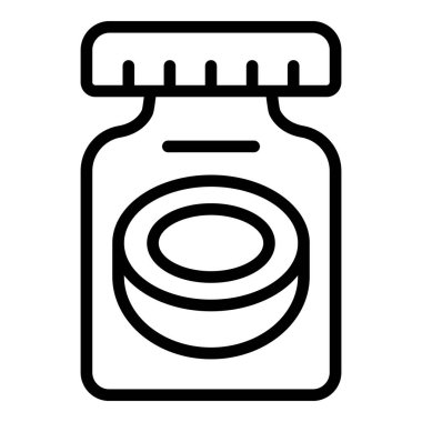 Hindistan cevizi kavanozu ikonu ana hatları vektörü. Doğal krem. Kozmetik Hindistan cevizi