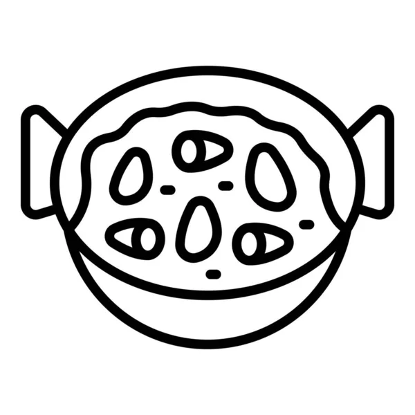 Вектор Контура Иконы Паэльи Обед Кулинарная Кухня Продовольственная Испания — стоковый вектор