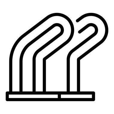 Bisiklet park yeri ikonu ana hatları vektörü. Park alanı. Rack istasyonu