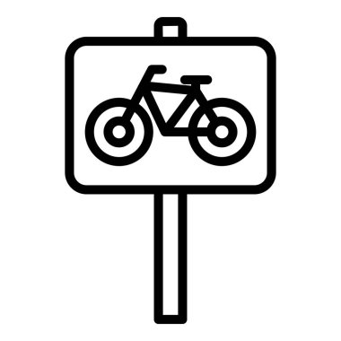 Yol bisikleti simgesi ana hat vektörü. Bisiklet parkı. Park alanı