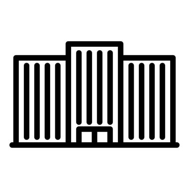 Modern yapı ikonu ana hatları vektörü. Şehir merkezi. Perakende kaydet