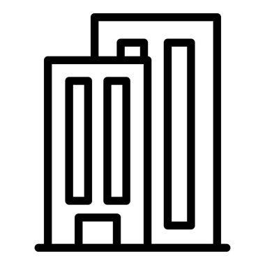 Laboratuvar binası ikon ana hatları vektörü. Modern şehir. Depo merkezi