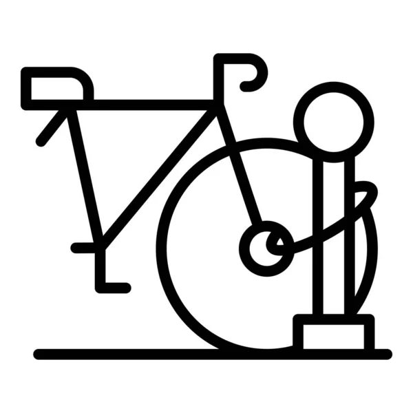 Ποδήλατο Κλείδωμα Εικονίδιο Περίγραμμα Διάνυσμα Στο Πάρκινγκ Διαδρομή Σταθμού — Διανυσματικό Αρχείο