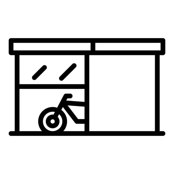 Calle Tienda Bicicleta Icono Contorno Vector Aparcamiento Para Bicicletas Lugar — Vector de stock