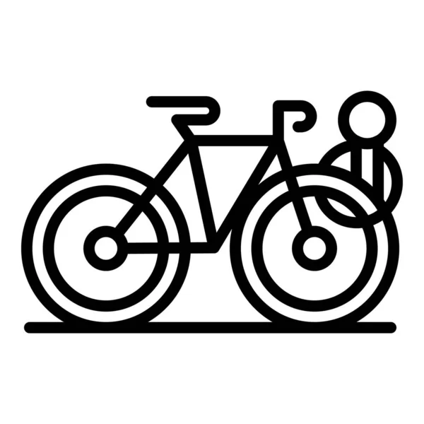 Bicicletta Cablata Parcheggio Icona Contorno Vettore Area Del Parco Stand — Vettoriale Stock